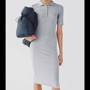 ZARA Grey Polo Ribbed Midi Dress, S
